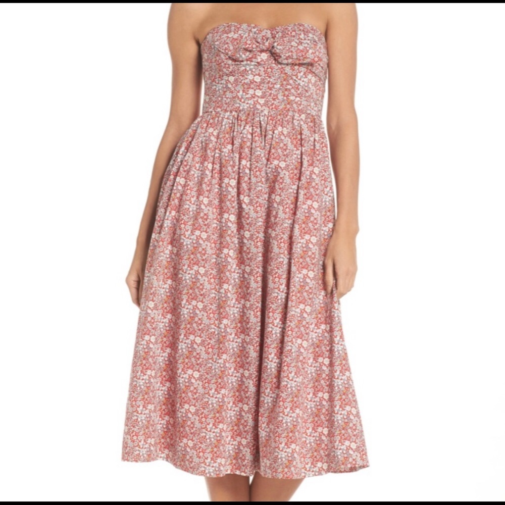J.Crew strapless Liberty print dress